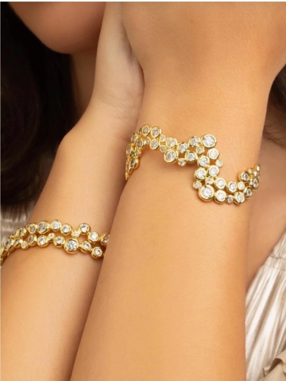 ALEXIS BITTAR • Asterales Gold Wave Cuff CZ Bracelet